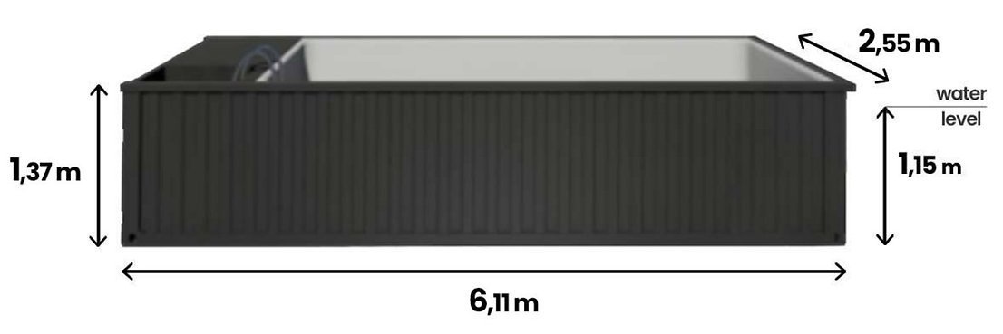 Piscina contenedor de 6,2 m x 2,5 m con bomba de calor, paquete Premium - Imagen 3